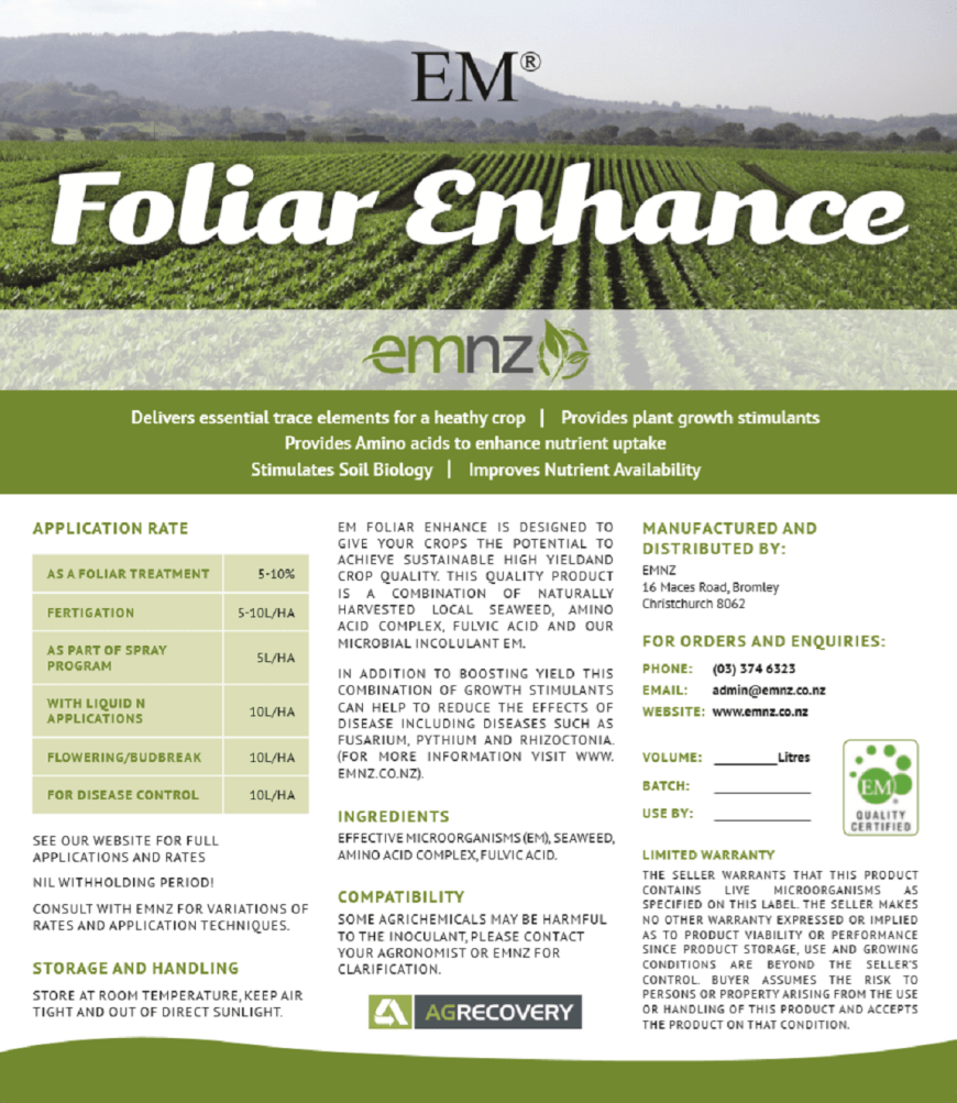 EM™ Foliar Enhance | Essential Elements for Healthy Crops | Natural Organic Fertiliser Online New Zealand
